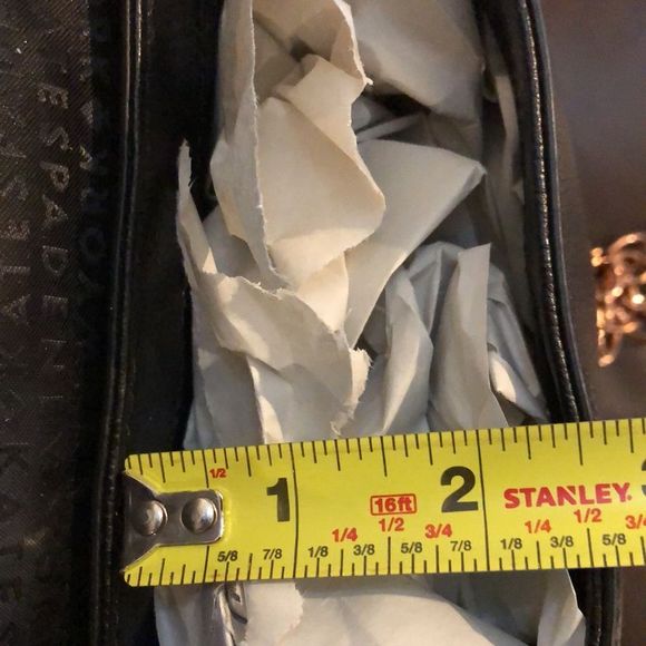 KATE SPADE Tumbled Black Leather Crossbody Shoulderbag with Rose Gold Chain - Picture 14 of 15